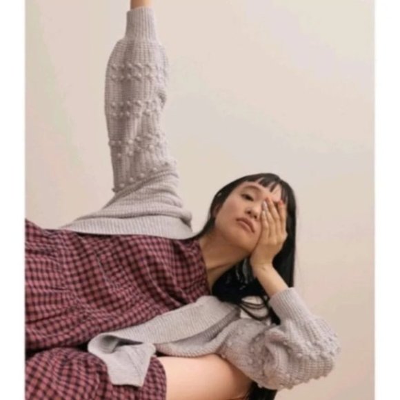 Madewell Grey Bobble Cardigan / Open front Sweater in Cool Fog Long sleeve S - Picture 16 of 16